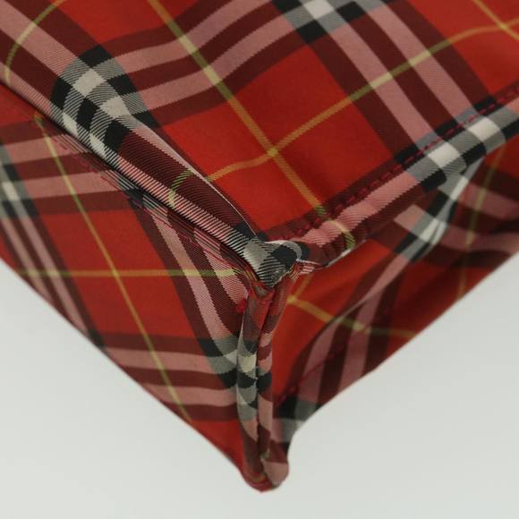 BURBERRY Nova Check Hand Bag Nylon Red Auth 37309 - Picture 9 of 10